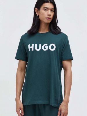 Тениска с дълъг ръкав с принт Hugo зелено