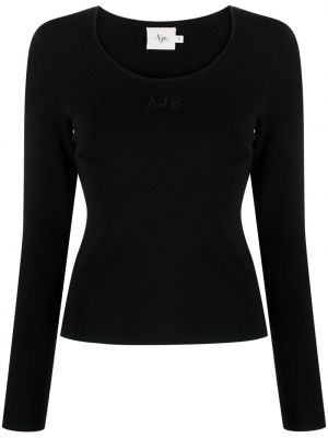 Πλεκτός πουλόβερ με κέντημα Aje μαύρο