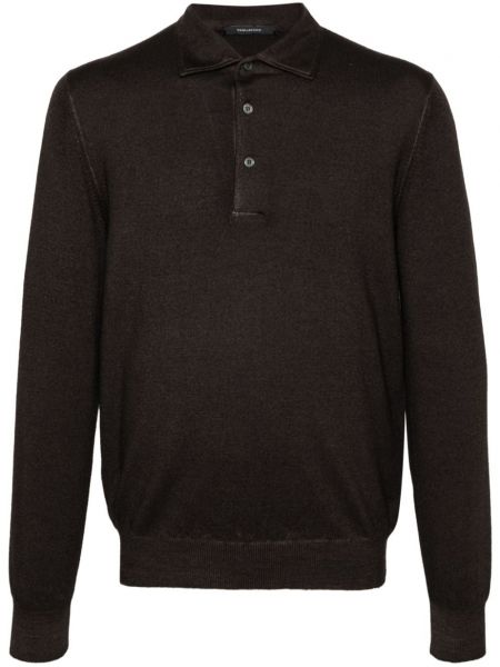 Strikket poloshirt Tagliatore brun