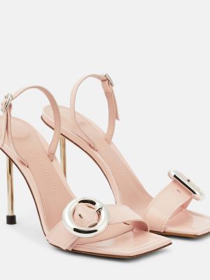 Kožené sandály Jacquemus růžové