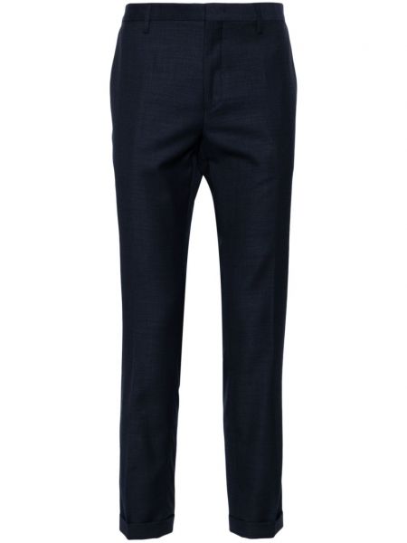Vlněné kalhoty s lisovaným záhybem Paul Smith modré