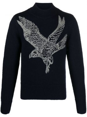 Вълнен пуловер бродиран Dries Van Noten синьо