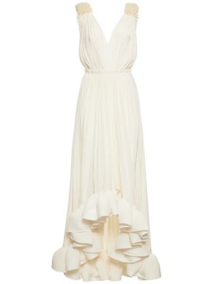 Φόρεμα ντραπέ Lanvin λευκό