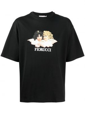 Памучна тениска с принт Fiorucci черно