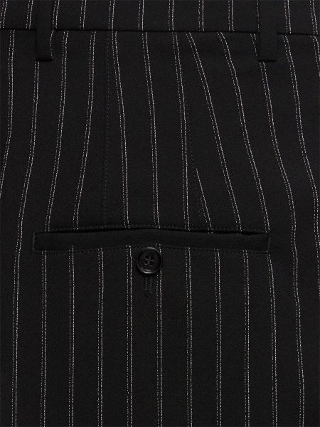 Voľné pruhované vlnené nohavice Ami Paris čierna