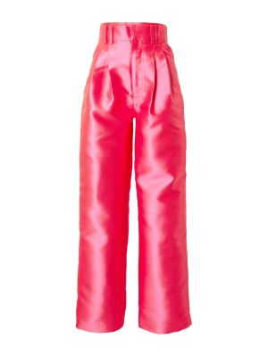 Laza szabású szatén magas derekú nadrág Warehouse rózsaszín