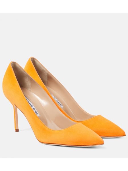 Semsket skinn pumps Manolo Blahnik oransje