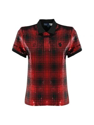 Koszulka z cekinami Ralph Lauren czerwona
