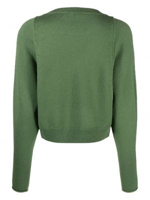 Vilnonis megztinis apvaliu kaklu Nude žalia