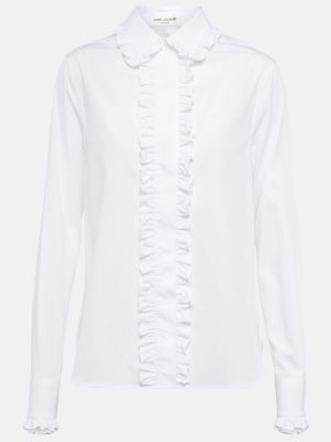 Bavlněná košile s volány Saint Laurent bílá