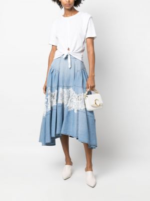 Drapované krajkové džínová sukně Ermanno Scervino