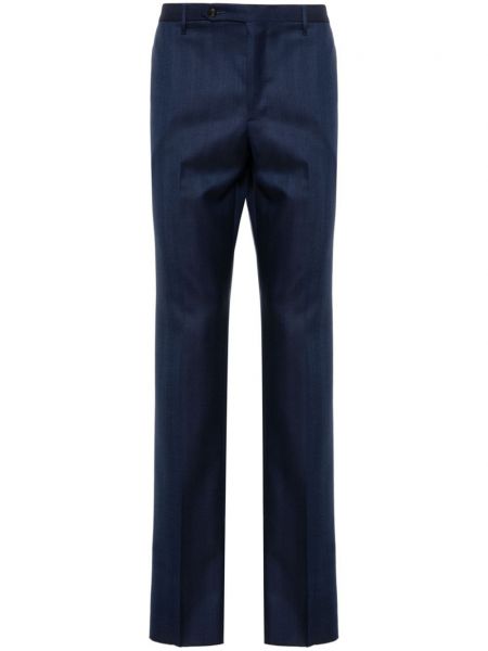 Μάλλινο παντελόνι με ίσιο πόδι με μοτίβο ψαροκόκαλο Rota μπλε