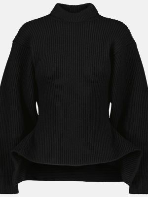 Sweter wełniany Alaã¯a czarny