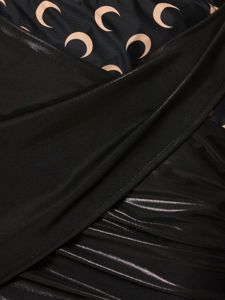 Falda midi de tela jersey drapeado Marine Serre negro