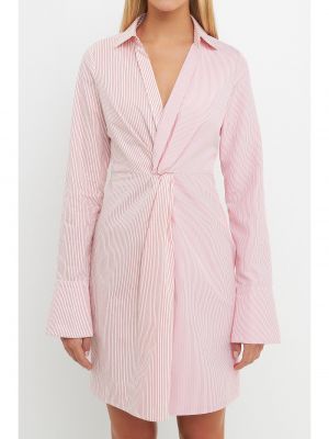 Женское полосатое платье-рубашка с комбинированным вырезом спереди English Factory
