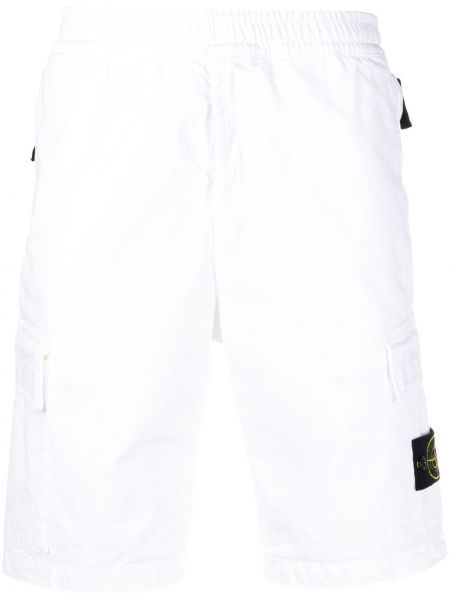 Pantalones cortos deportivos con apliques Stone Island blanco