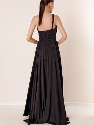 Plisované dlouhé šaty By Saygı černé