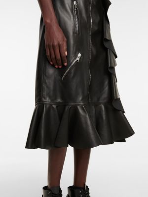 Kožená sukně s vysokým pasem Alexander Mcqueen černé