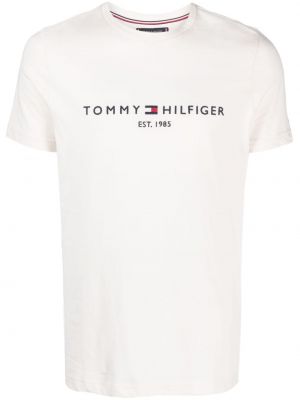 Bavlněné tričko s potiskem Tommy Hilfiger bílé