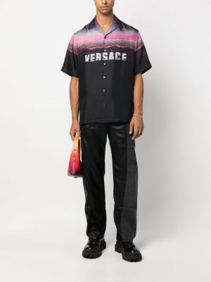 Zīda krekls ar apdruku Versace melns