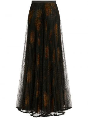 Plisované dlouhá sukně s potiskem Etro černé