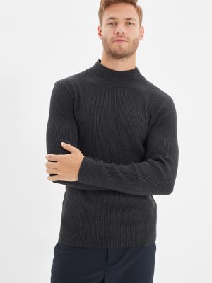 Sweter sztruksowy Trendyol szary