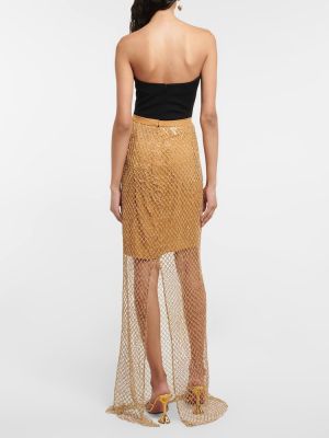 Křišťálové dlouhá sukně Costarellos zlaté
