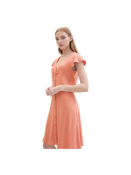 Minikleid mit geknöpfter mit v-ausschnitt Tom Tailor orange