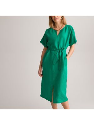 Vestido midi de lino Anne Weyburn verde