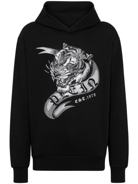 Langes sweatshirt mit kristallen Philipp Plein schwarz