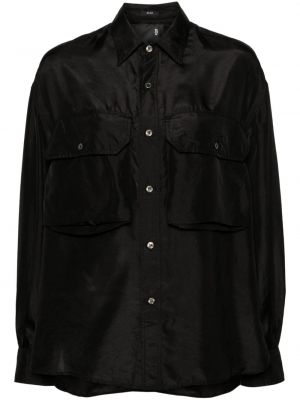 Jedwabna koszula z kieszeniami R13 czarna