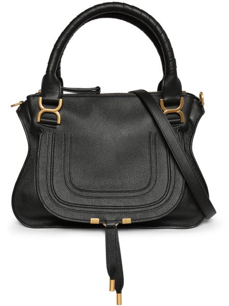 Bolsa de hombro de cuero Chloé negro