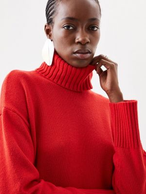 Кашемировый свитер с высоким воротником Karen Millen красный