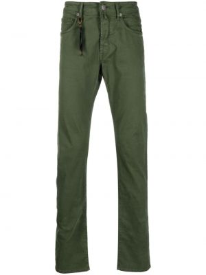 Slim fit rovné kalhoty s nízkým pasem Incotex zelené