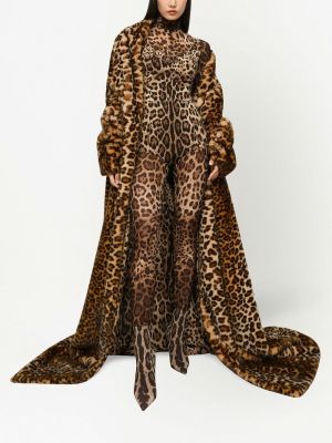 Läbipaistvad leopardimustriga mustriline pükskostüüm Dolce & Gabbana pruun