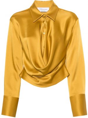 Satenska košulja s draperijom Blumarine zlatna