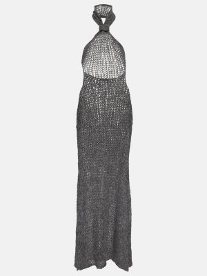 Длинное платье из альпаки Ann Demeulemeester серое