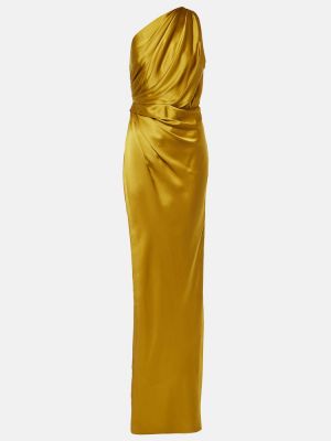 Jedwabna satynowa sukienka długa drapowana The Sei złota