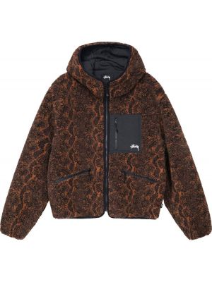 Жаккардовая куртка со змеиным принтом Stussy коричневая