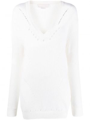 Вълнен пуловер с v-образно деколте Genny бяло