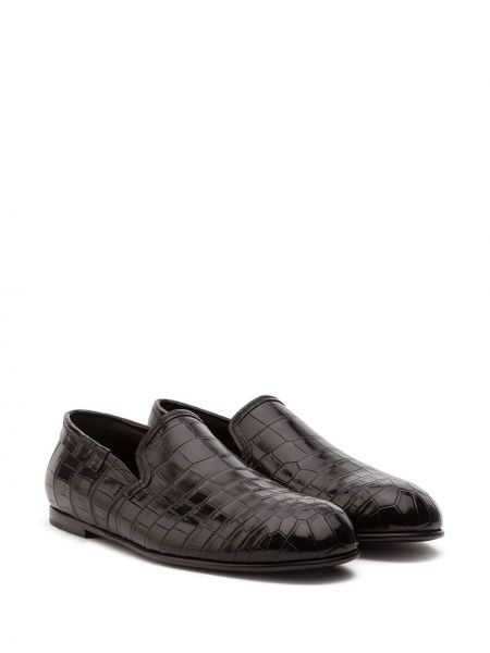 Pantuflas de cuero slip on Dolce & Gabbana negro