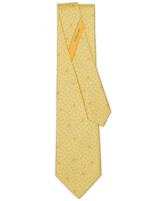 Cravată de mătase cu imagine cu stele Ferragamo galben