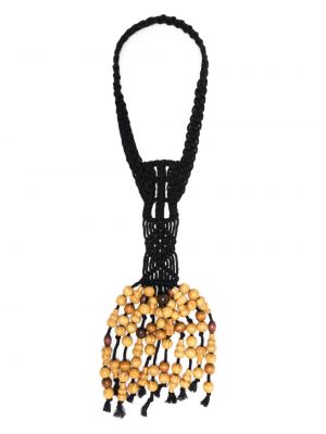 Pletena ogrlica z biseri Chopova Lowena črna