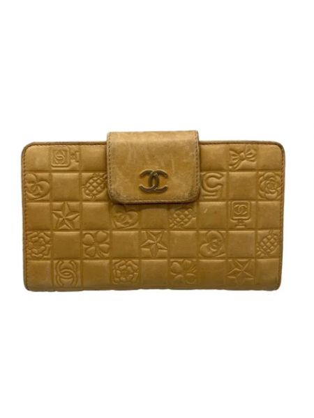 Retro leder geldbörse Chanel Vintage beige