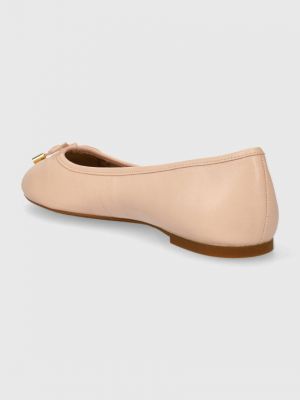 Bőr balerina cipők Lauren Ralph Lauren rózsaszín