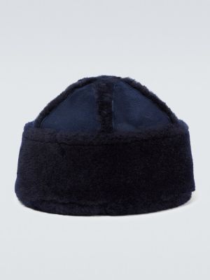 Semišová čiapka Giorgio Armani modrá