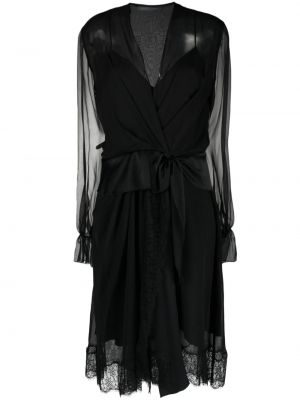 Midi obleka s čipko Alberta Ferretti črna
