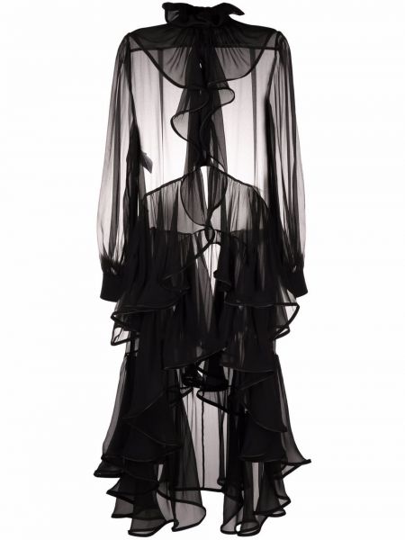 Vestido de cóctel con volantes Alberta Ferretti negro