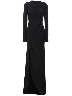 Jersey dolga obleka z draperijo Elie Saab črna
