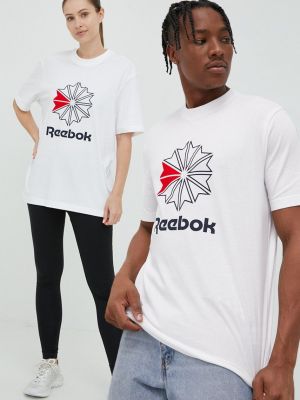 Памучна тениска с дълъг ръкав с принт Reebok Classic бяло